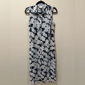 CAbi Black and White Sleeveless Midi Dress